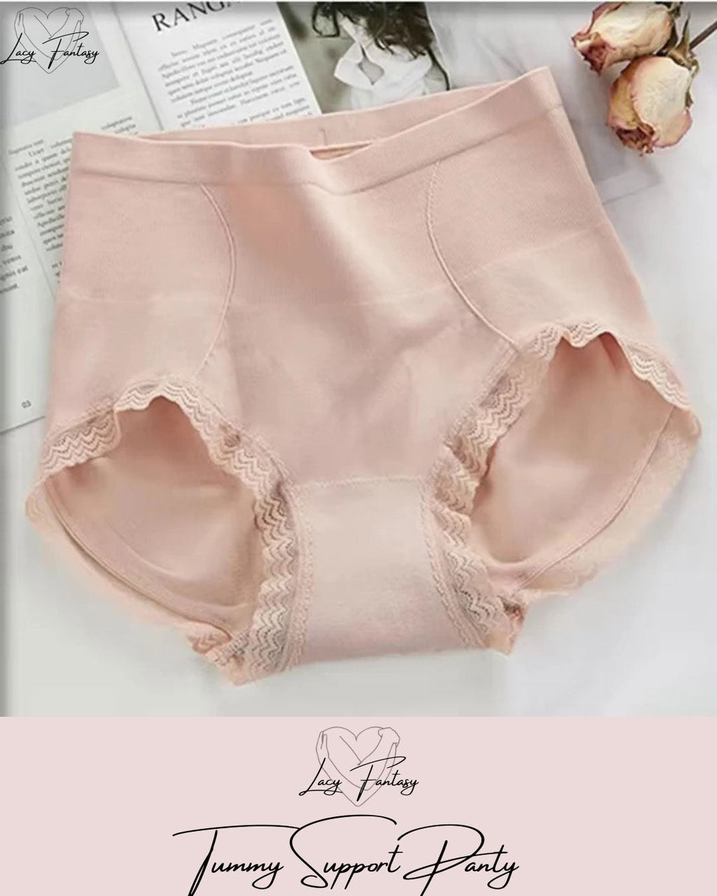 100% Tummy Support Highwaist Panty With Lace Design✨