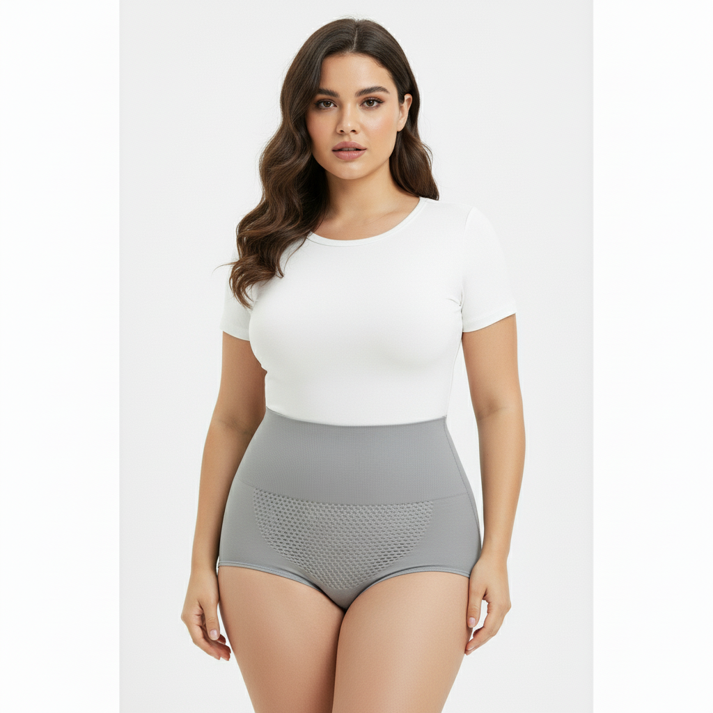High-Waisted Tummy Support Underwear ( Grey ) Pack Of 2