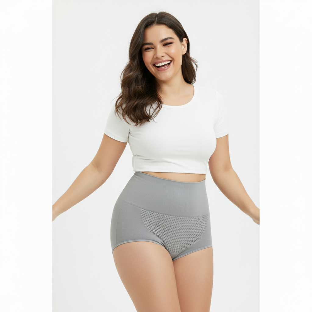 High-Waisted Tummy Support Underwear ( Grey ) Pack Of 2